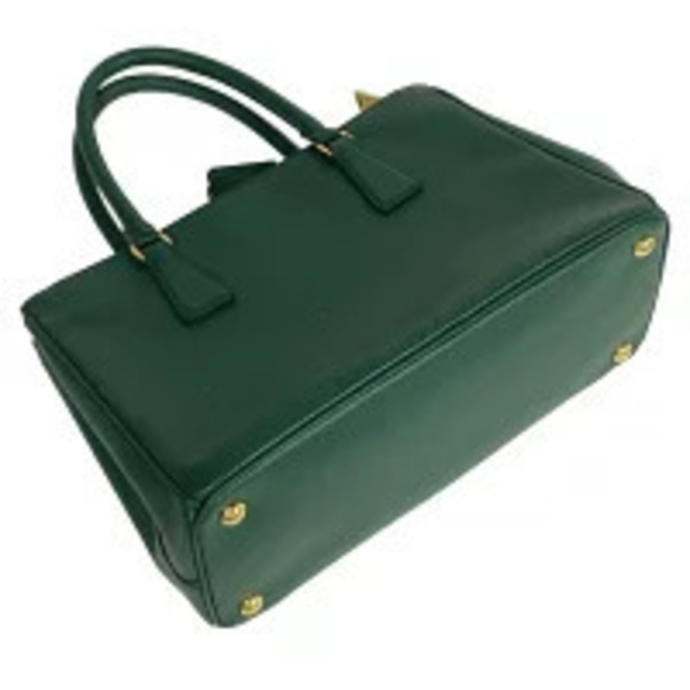 Prada Galleria Double Saffiano Lux Tote Zip Green